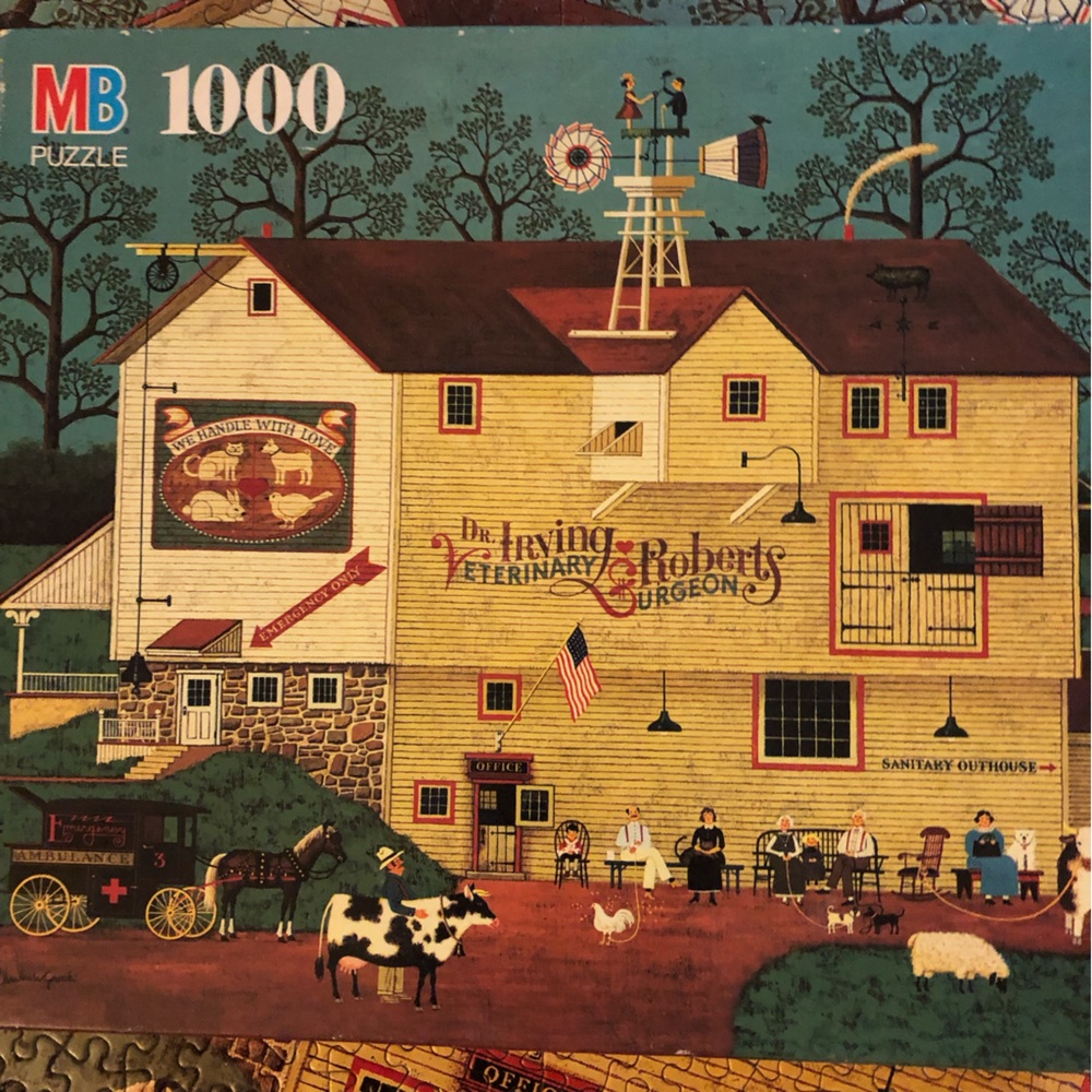 VTG 1992 Milton Bradley 1,000piece puzzle Dr. Irving Roberts Veterinary Surgeon